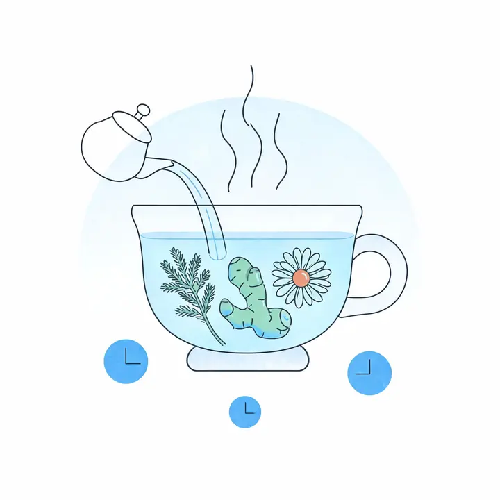 Herbal infusion with yarrow, ginger and chamomile